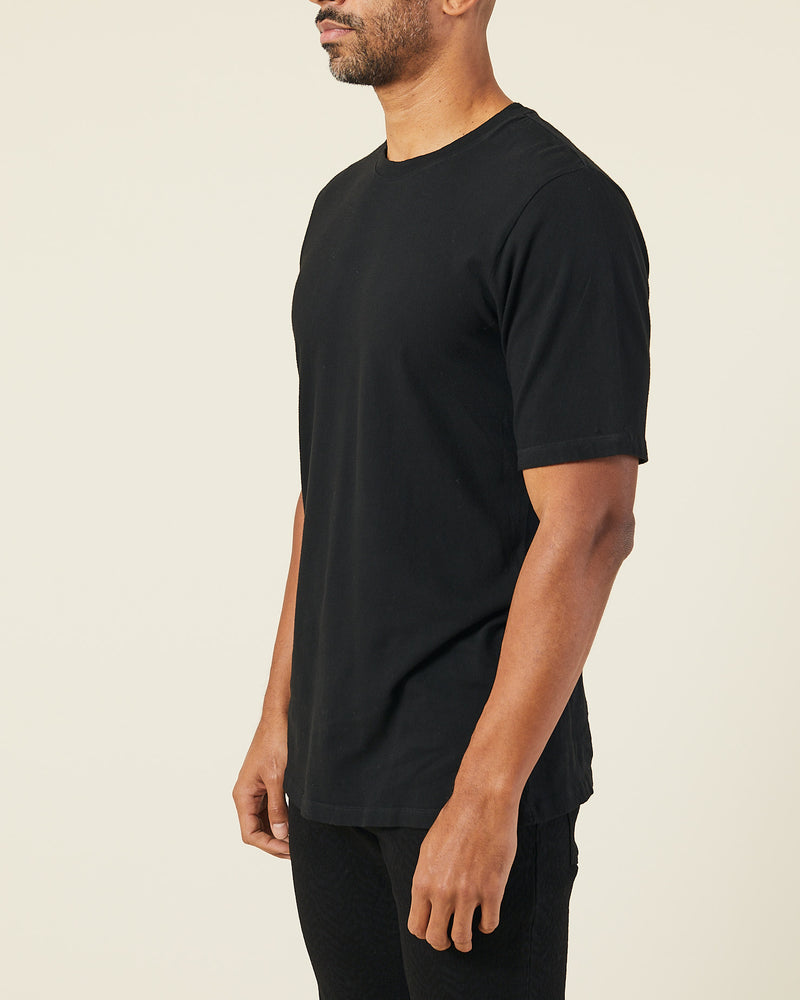 OIL WASHED BLACK COTTON T-SHIRT