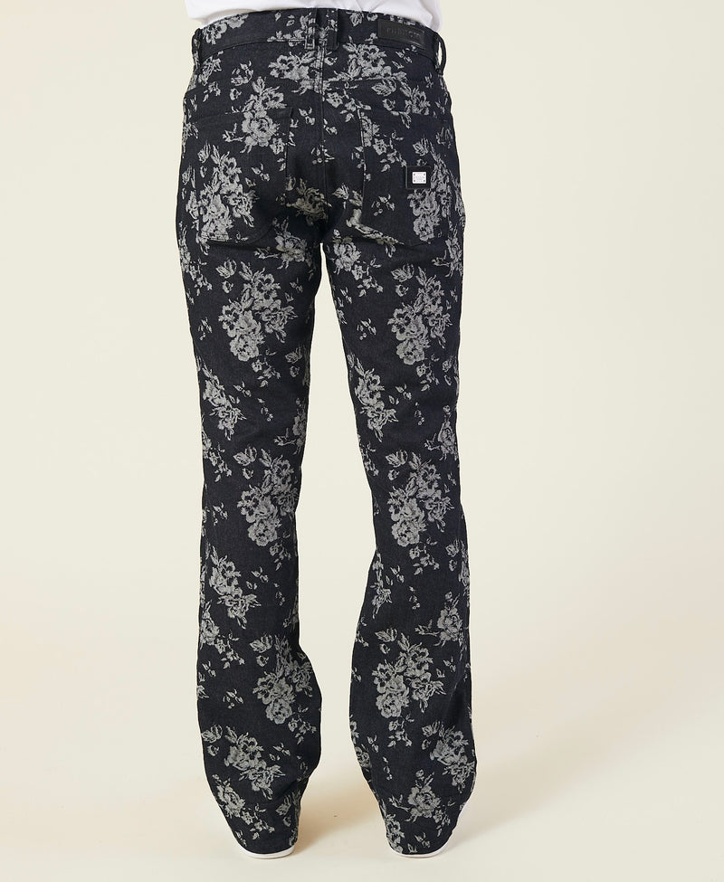 FLORAL JACQUARD FLARED JEANS